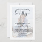 Elegant foto Simple QR Code Dusta Blue RSVP Kaart (Voorkant)