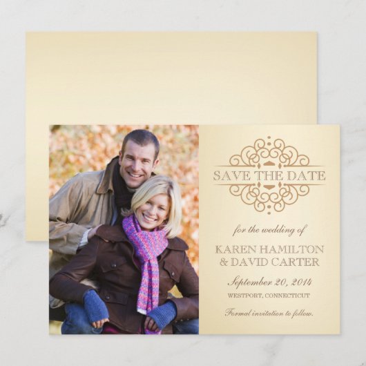 Elegant Foto slaat de aanmaningen op de datum op Save The Date (Voorkant / Achterkant)