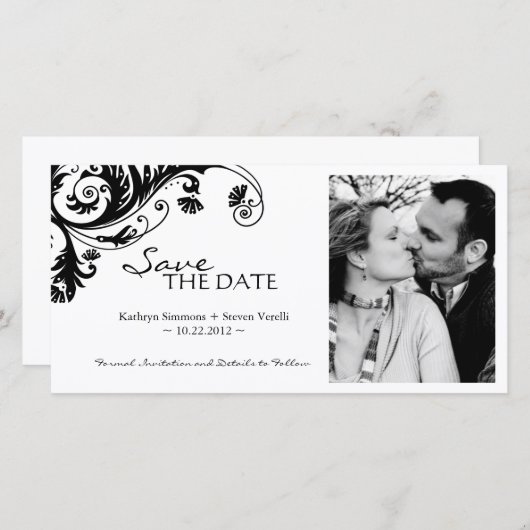 Elegant Foto slaat de uitnodiging voor de datum op (Voorkant / Achterkant)