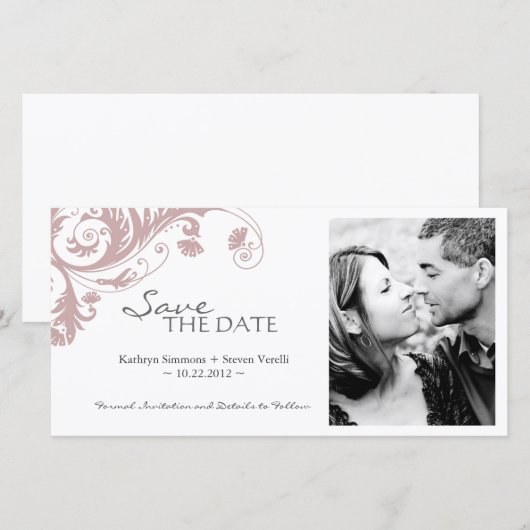 Elegant Foto slaat de uitnodiging voor de datum op (Voorkant / Achterkant)