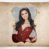 Elegant foto Spaans Rode Rose Gold Quinceanera Drieluik Uitnodiging (Binnenkant midden)