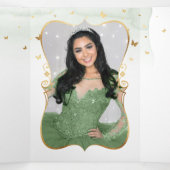 Elegant Foto: Spanish Sage Green Gold Quinceanera Drieluik Uitnodiging (Binnenkant midden)