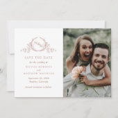 Elegant Foto Terracotta Monogram Wedding Save The Date (Voorkant)