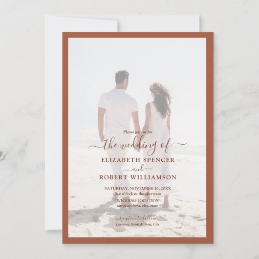 Elegant Foto Terracotta Wedding Kaart (Voorkant)