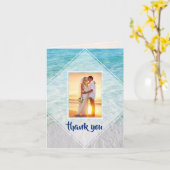 Elegant foto Tropical Beach Weddenschap Bedankt Kaart (Gele Bloem)