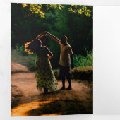 Elegant foto van zwart-wit huwelijk drieluik uitnodiging (Binnenzijde eerst)