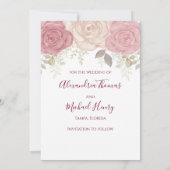 Elegant Foto Waterverf Burgundy Floral Roos Save The Date (Achterkant)