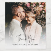 Elegant foto Weddenschap Hartelijk dank voor schri Wijn Etiket (Enkel label)
