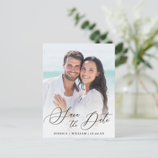 Elegant FOTO Wedding Save the Date Briefkaart (Staand voorkant)