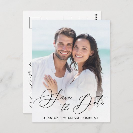 Elegant FOTO Wedding Save the Date Briefkaart (Voorkant / Achterkant)