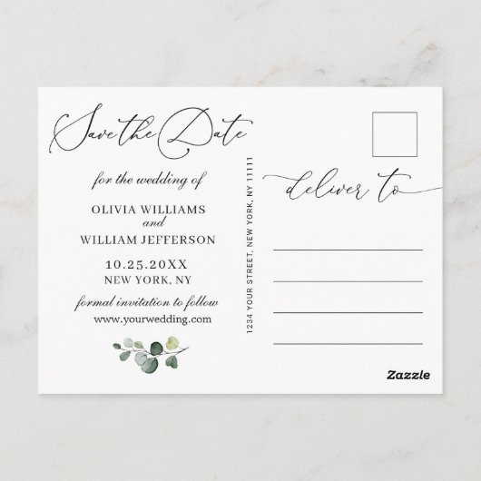 Elegant FOTO Wedding Save the Date Briefkaart (Achterkant)