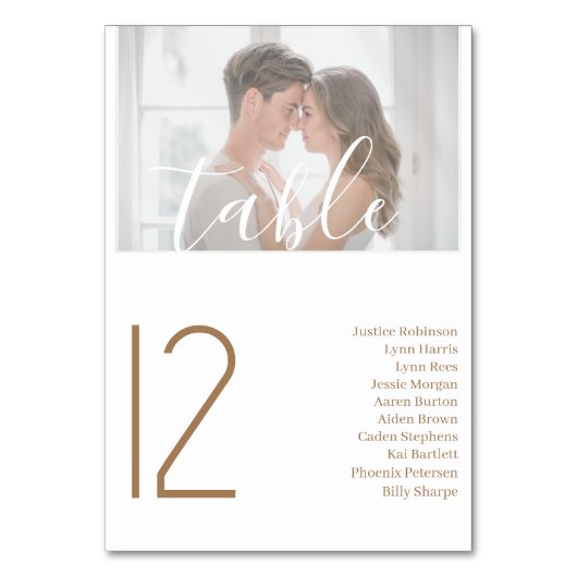 Elegant foto Weduwtafel White Table Number Kaart (Voorkant)