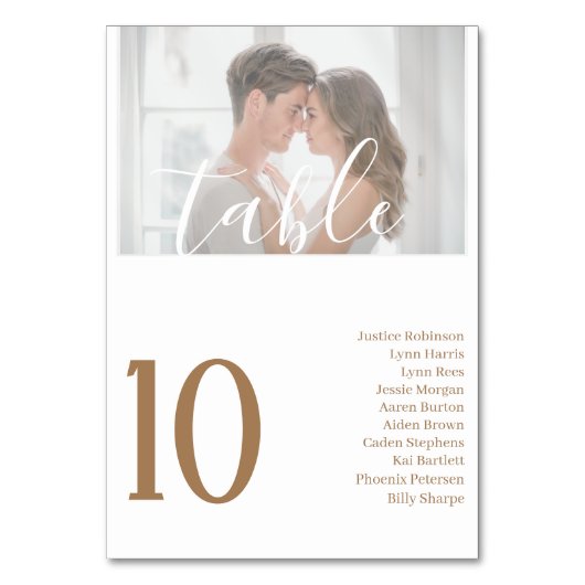 Elegant foto Weduwtafel White Table Number Kaart (Voorkant)