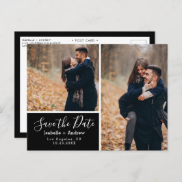 Elegant Foto zwart slaat de datum op Aankondigingskaart