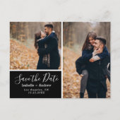 Elegant Foto zwart slaat de datum op Aankondigingskaart (Voorkant)