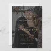 Elegant fotobedekking voor gouden zwarte bruiloft kaart (Voorkant)