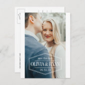 Elegant fotobruiloft bewaart de datum aankondigingskaart (Voorkant / Achterkant)