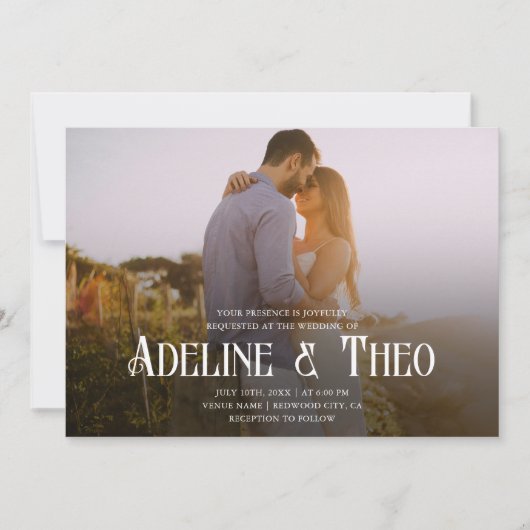  Elegant Fotobruiloft Kaart (Voorkant)