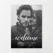 Elegant Fotobruiloft Welkomstbrief & reisroute Drieluik Programma (Cover)