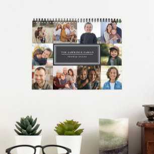 ELEGANT FOTOCOLLAGE GEZINSFOTO ZWART 2027 KALENDER