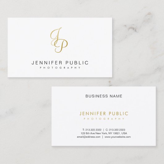 Elegant fotograaf Monogram Modern Gold Text Visitekaartje (Voorkant / Achterkant)