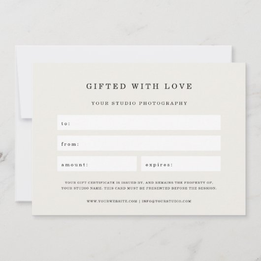 Elegant fotografie-cadeaubon | CadeauKaart (Achterkant)