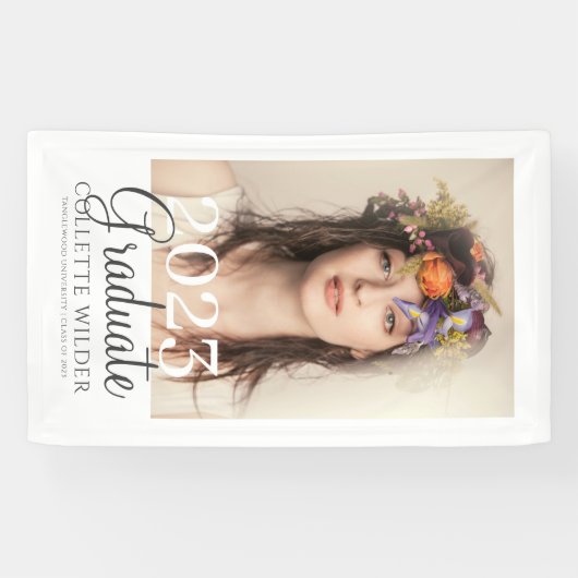 Elegant Fotoportret Afstuderen 2023 Spandoek (Horizontaal)