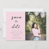Elegant fotoroze Quinceanera Sla datum op Save The Date (Voorkant)