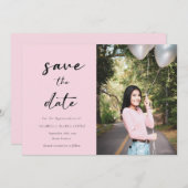 Elegant fotoroze Quinceanera Sla datum op Save The Date (Voorkant / Achterkant)