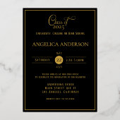 Elegant fotoscript Afstuderen zwart Folie Uitnodiging (Achterkant)