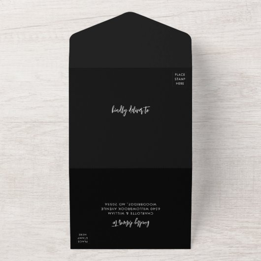 Elegant Fotoscript Bruiloft All In One Uitnodiging (Buitenkant)