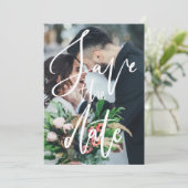 Elegant Fotoscript Bruiloft Bewaar de Datum Uitnod Save The Date (Staand voorkant)