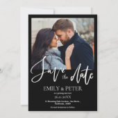 Elegant Fotoscript Bruiloft Bewaar de Datum Uitnod Save The Date (Achterkant)