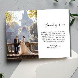 Elegant Fotoscript Bruiloft Dank u Kaart