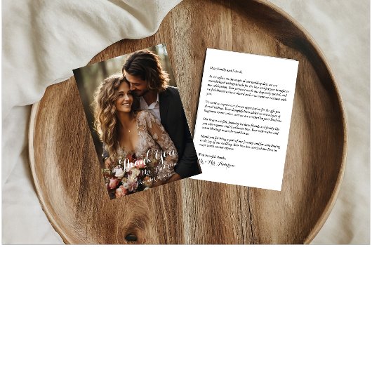 Elegant Fotoscript Bruiloft Dank u Kaart