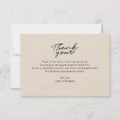 Elegant Fotoscript Bruiloft Dank u Notitiekaartje (Achterkant)