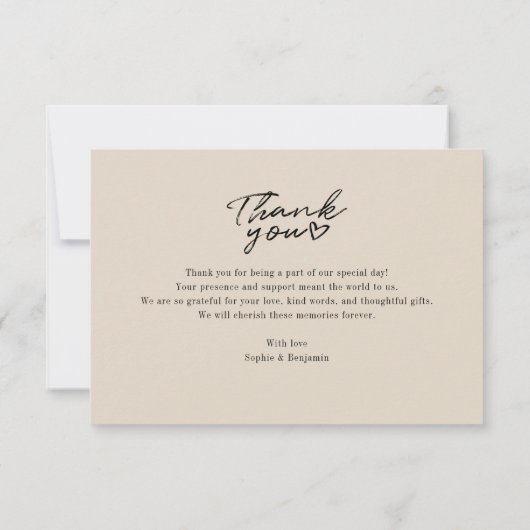 Elegant Fotoscript Bruiloft Dank u Notitiekaartje (Achterkant)