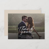 Elegant Fotoscript Bruiloft Dank u Notitiekaartje (Voorkant / Achterkant)