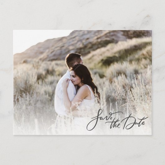 Elegant Fotoscript Bruiloft Sla de datum op Aankondigingskaart (Voorkant)