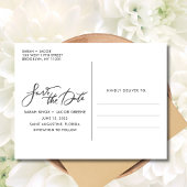 Elegant Fotoscript Bruiloft Sla de datum op Aankondigingskaart