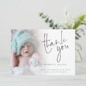 Elegant fotoscript Dank je geboorteaankondiging Aankondiging (Staand voorkant)