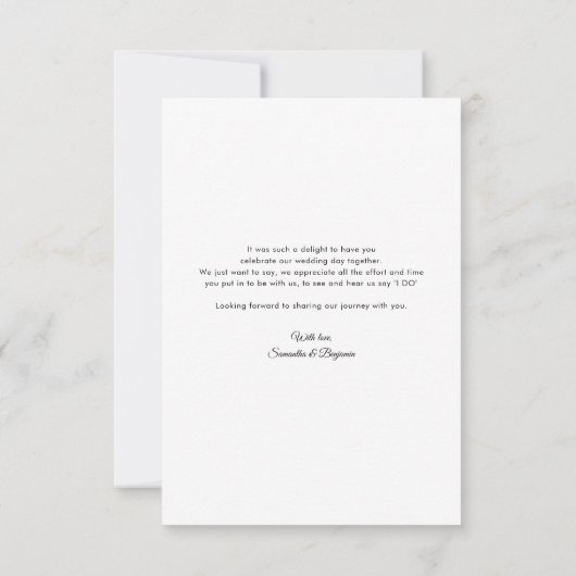 Elegant fotoscript Moderne bruiloft Bedankkaart (Achterkant)