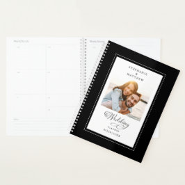 Elegant Fotoscript Moderni Zwart-wit Bruiloft Planner