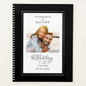 Elegant Fotoscript Moderni Zwart-wit Bruiloft Planner (Voorkant)