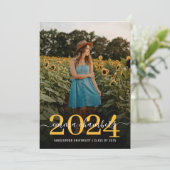Elegant Fotoscript Overlay Graduation Party 2024 Kaart (Staand voorkant)