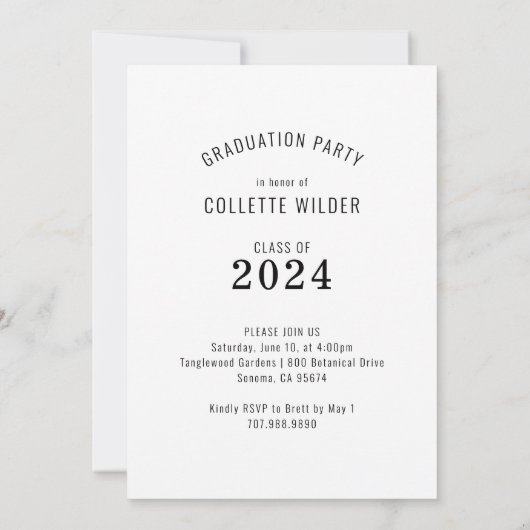 Elegant Fotoscript Overlay Graduation Party 2024 Kaart (Achterkant)