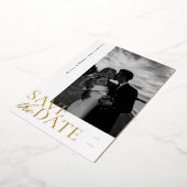 Elegant fotoscript Sla de datum op Folie Feestdagenkaart (Gedraaid)