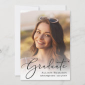 Elegant fotoscriptbedekking Graduparty Kaart (Voorkant)