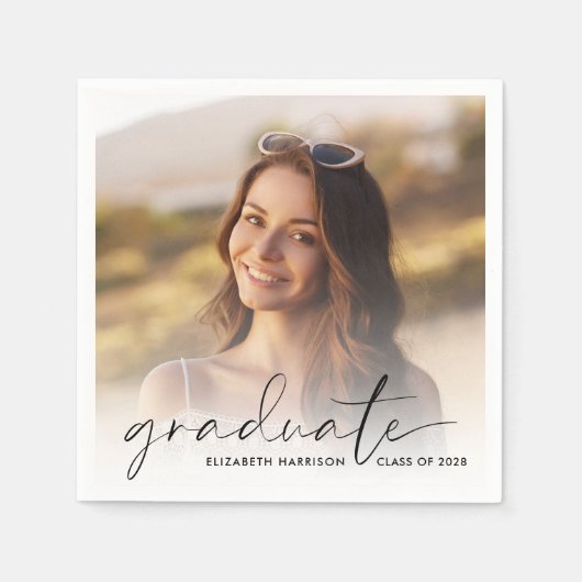 Elegant fotoscriptbedekking Graduparty Servet (Voorkant)