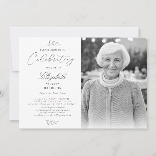 Elegant Fotoviering van het begrafenisherdenkingsp Kaart (Voorkant)